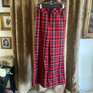 NEW Wild Fable Womens' Plaid Flare Pants - Dark Red Plaid